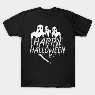 Scary Evil Spirit Ghost Wishing Happy Halloween T-Shirt